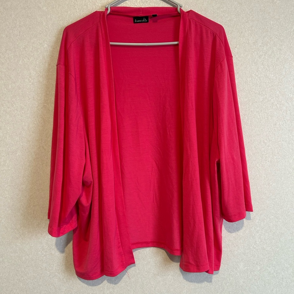Women’s Plus Size Cardigan, Pink, Size 5XL, Te Amo Kiss, Poly And Spandex